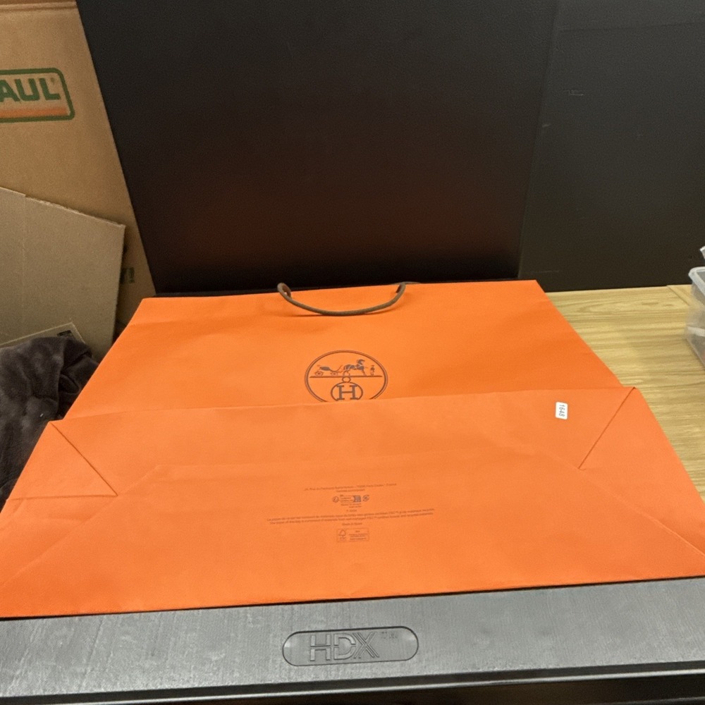 Auth Hermes Extra Large Shopping Gift Paper Tote Bag 23.5 x 19.25 x 7.5 #1648
